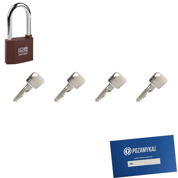 Kłódka LOB KZ51 + 4 klucze w zestawie