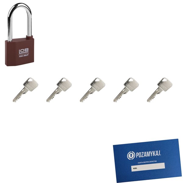 Kłódka LOB KZ51 + 5 kluczy w zestawie
