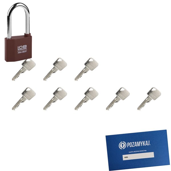Kłódka LOB KZ51 + 8 kluczy w zestawie