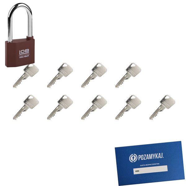 Kłódka LOB KZ51 + 9 kluczy w zestawie