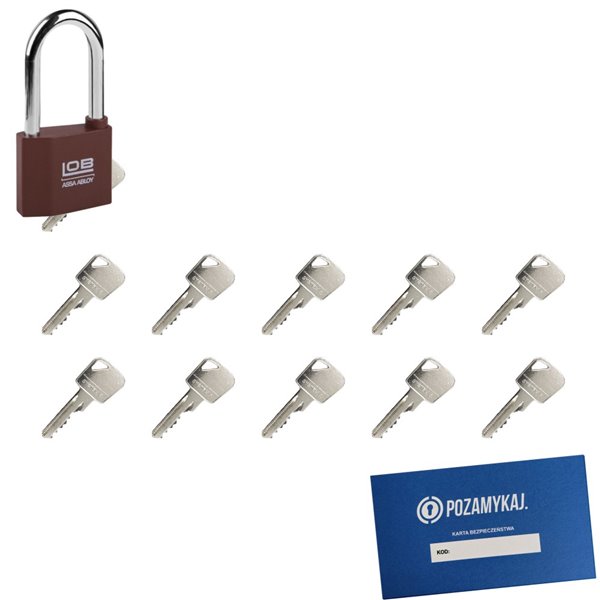 Kłódka LOB KZ51 + 11 kluczy w zestawie