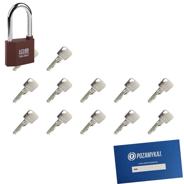Kłódka LOB KZ51 + 12 kluczy w zestawie