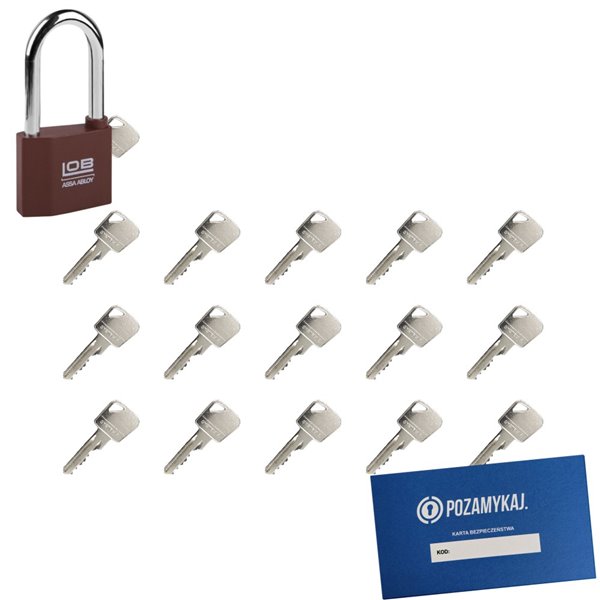 Kłódka LOB KZ51 + 16 kluczy w zestawie