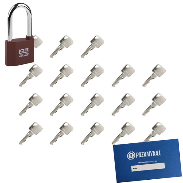 Kłódka LOB KZ51 + 18 kluczy w zestawie