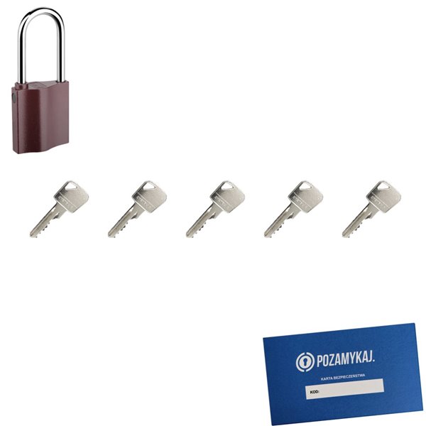 Kłódka LOB K351 + 5 kluczy w zestawie