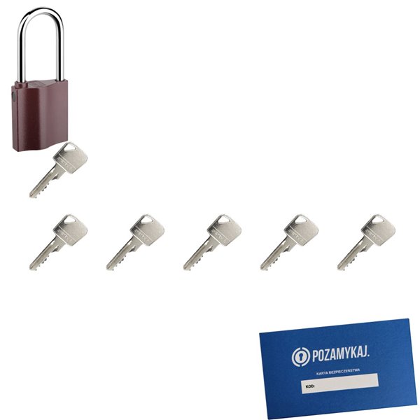 Kłódka LOB K351 + 6 kluczy w zestawie