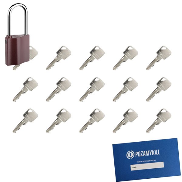 Kłódka LOB K351 + 15 kluczy w zestawie