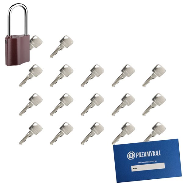 Kłódka LOB K351 + 17 kluczy w zestawie