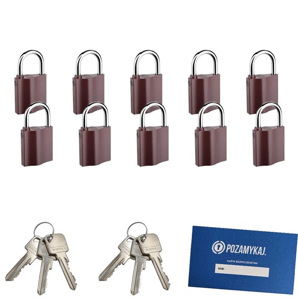 Kłódki na jeden klucz 10 szt LOB K350