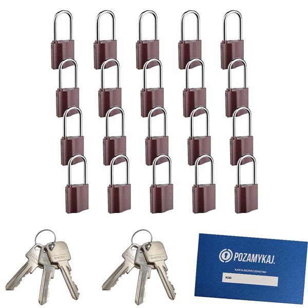 Kłódki z wydłużonym pałąkiem na jeden klucz 100 szt LOB K351