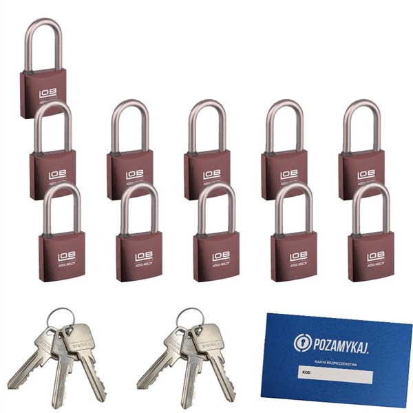 Kłódki z wydłużonym pałąkiem na jeden klucz 11 szt LOB KMM51