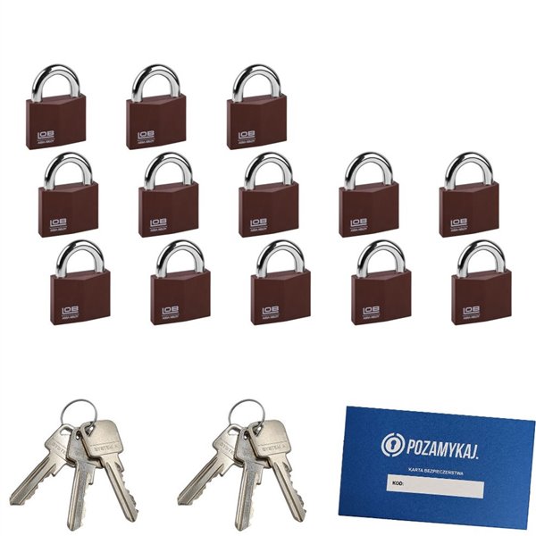 Kłódki na jeden klucz 13 szt LOB KW01