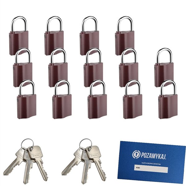 Kłódki na jeden klucz 14 szt LOB K350