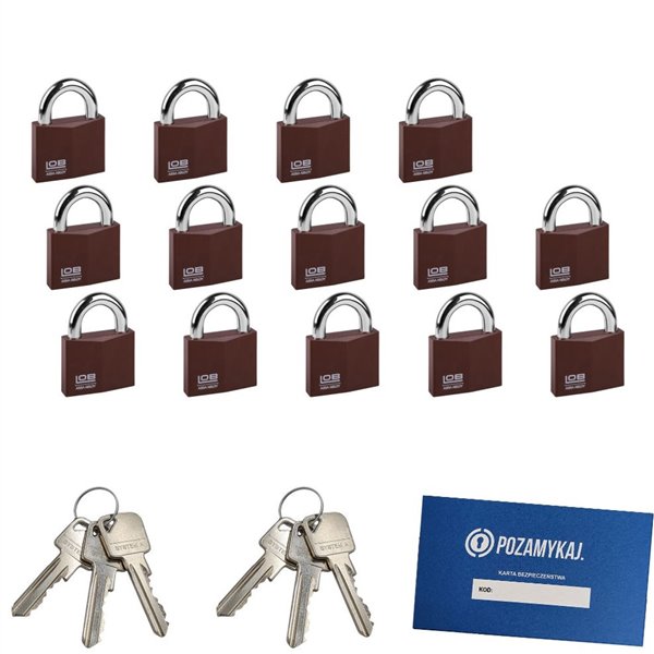 Kłódki na jeden klucz 14 szt LOB KW01