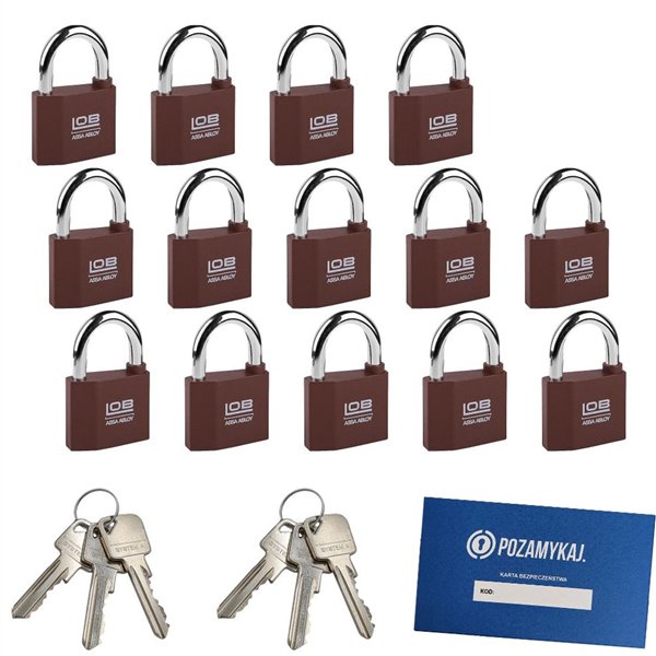 Kłódki na jeden klucz 14 szt LOB KZ60