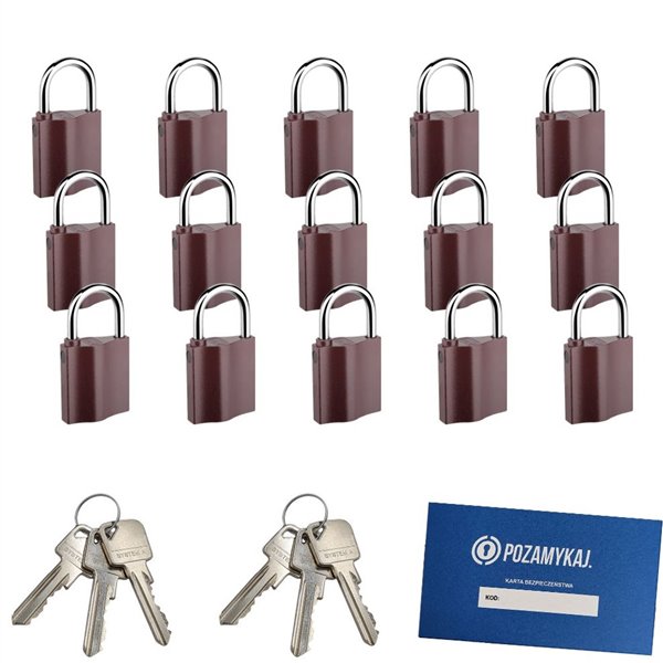 Kłódki na jeden klucz 15 szt LOB K350