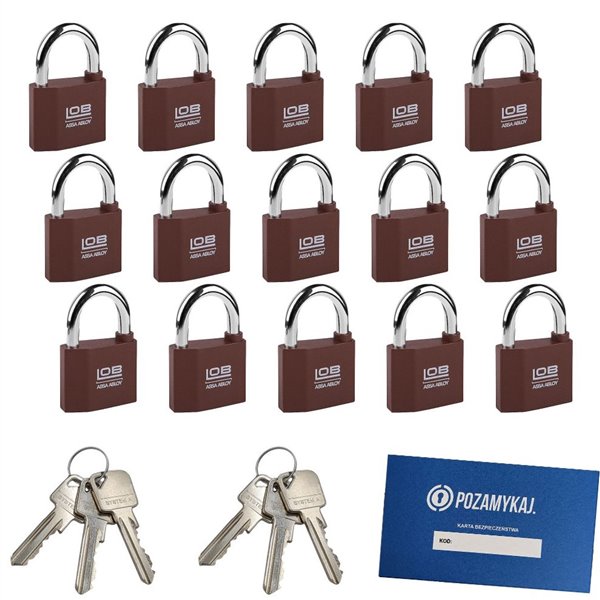 Kłódki na jeden klucz 15 szt LOB KZ60