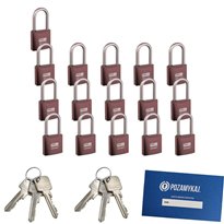 Kłódki z wydłużonym pałąkiem na jeden klucz 16 szt LOB KMM51