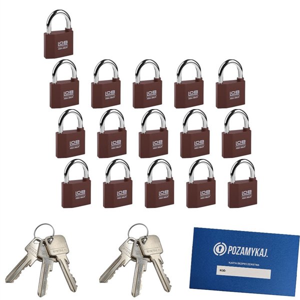 Kłódki na jeden klucz 16 szt LOB KZ50
