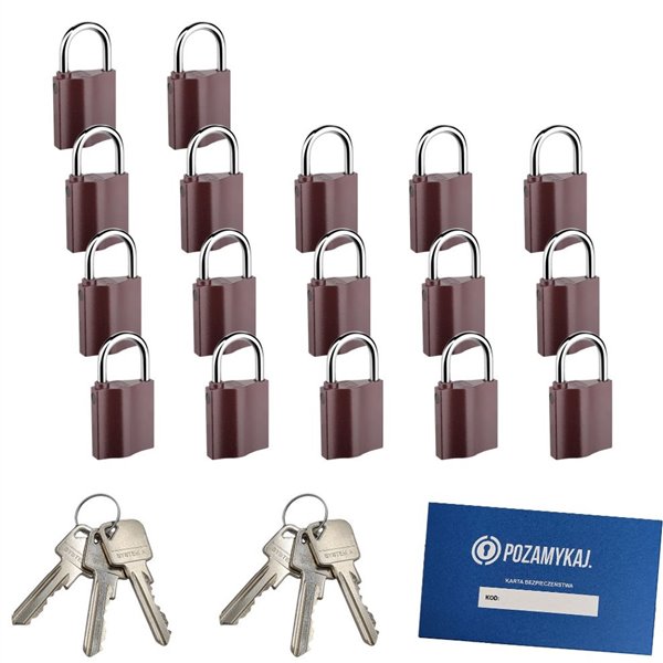 Kłódki na jeden klucz 17 szt LOB K350