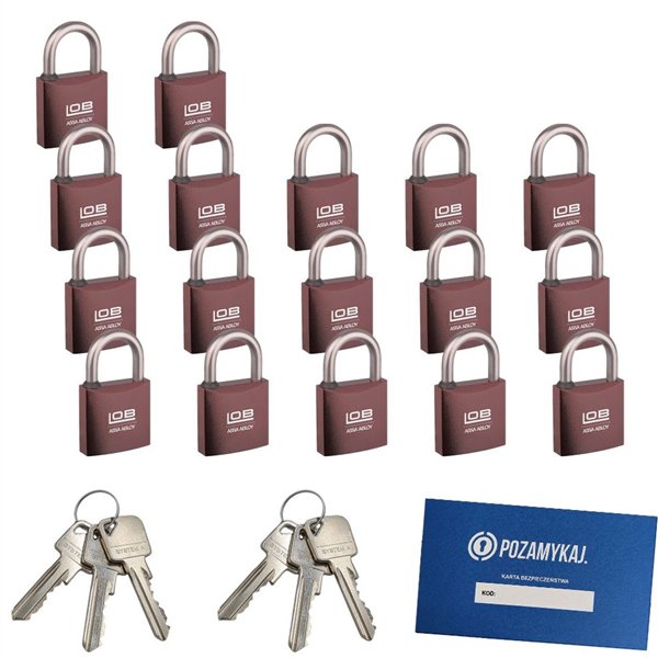 Kłódki na jeden klucz 17 szt LOB KMM5