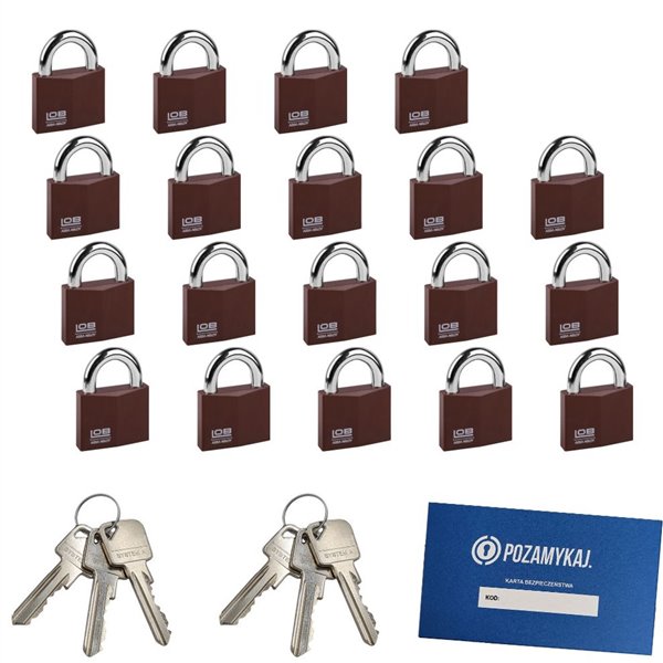 Kłódki na jeden klucz 19 szt LOB KW01