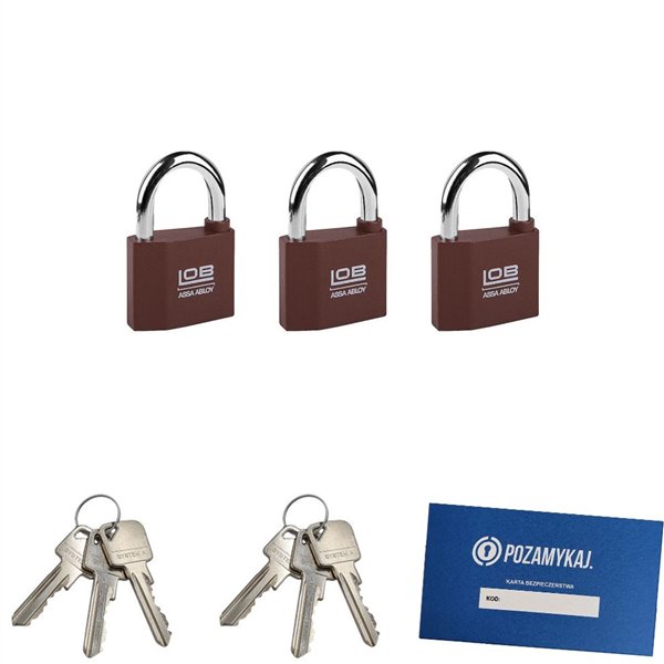 Kłódki na jeden klucz 3 szt LOB KZ50