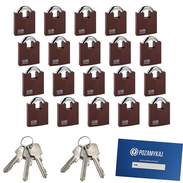 Kłódki na jeden klucz 30 szt LOB KW02