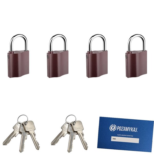 Kłódki na jeden klucz 4 szt LOB K350