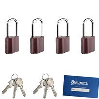 Kłódki z wydłużonym pałąkiem na jeden klucz 4 szt LOB K351