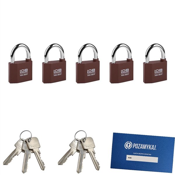 Kłódki na jeden klucz 5 szt LOB KZ50