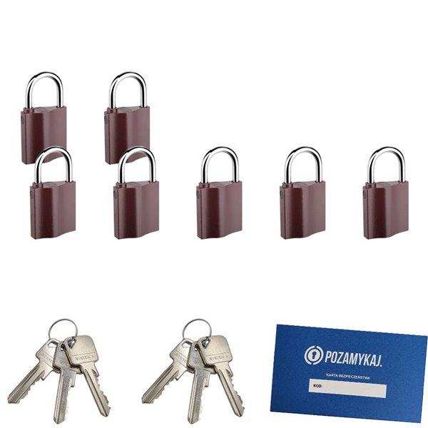 Kłódki na jeden klucz 7 szt LOB K350