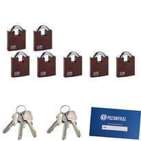 Kłódki na jeden klucz 7 szt LOB KW02