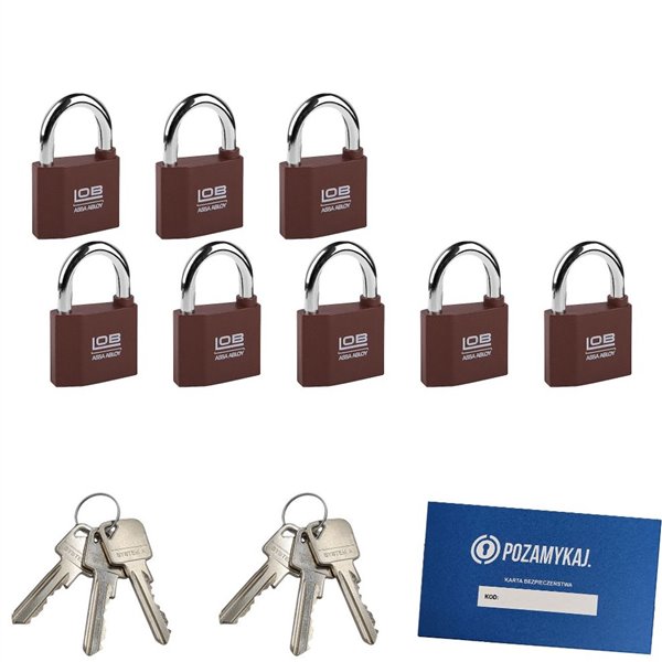 Kłódki na jeden klucz 8 szt LOB KZ60