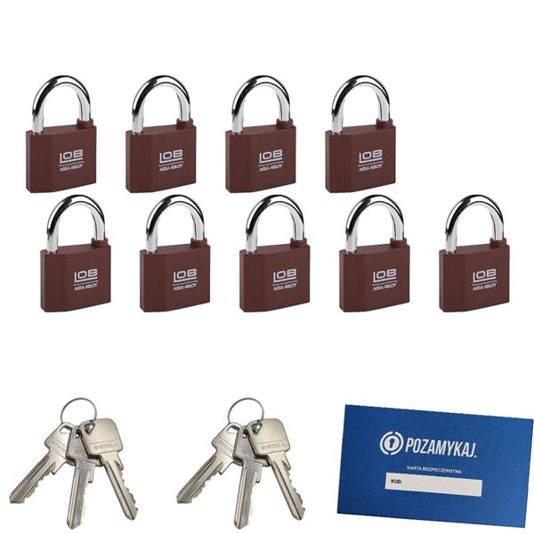 Kłódki na jeden klucz 9 szt LOB KZ60