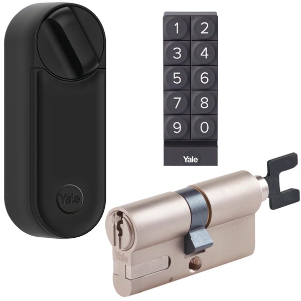 YALE Linus L2 - kompletny zestaw - zamek czarny z bramką WiFi + wkładka