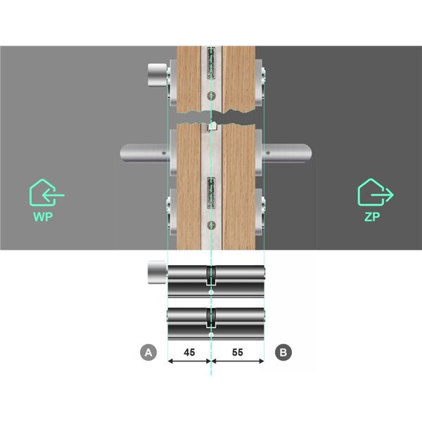 Komplet wkładek ABUS D10 45/55 i 45G/55 system jednego klucza