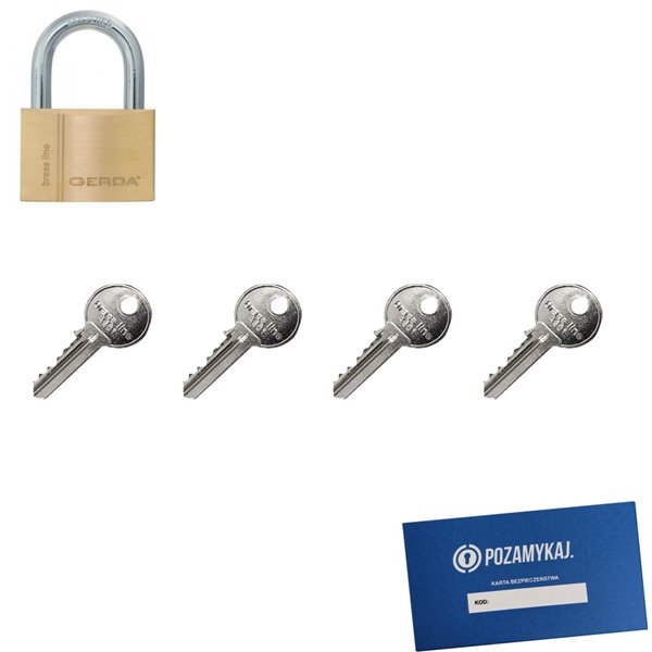 Kłódka Gerda S40 + 4 klucze w zestawie