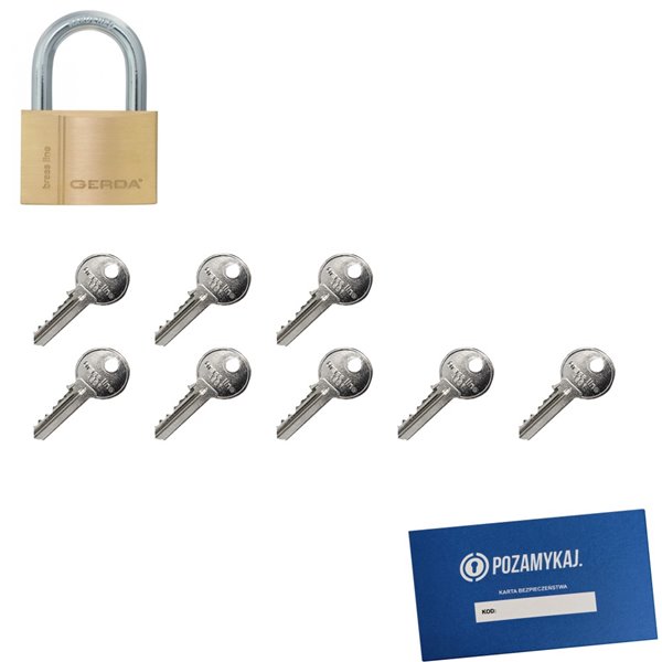 Kłódka Gerda S50 + 8 kluczy w zestawie