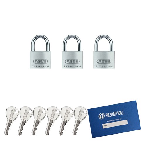 3 szt. kłódki 40 na jeden klucz ABUS TITALIUM