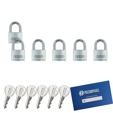 6 szt. kłódki 40 na jeden klucz ABUS TITALIUM
