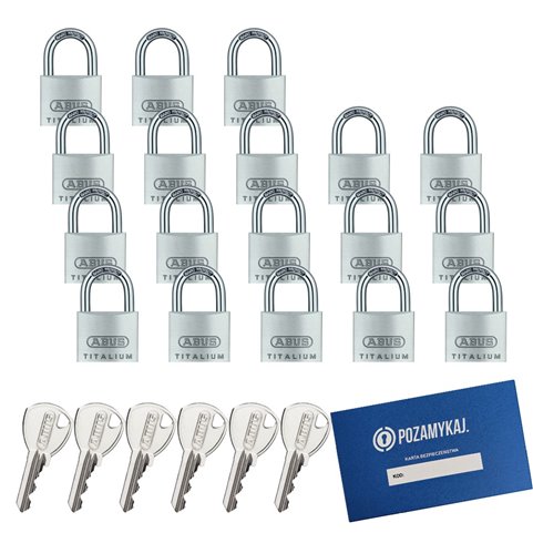 18 szt. kłódki 40 na jeden klucz ABUS TITALIUM