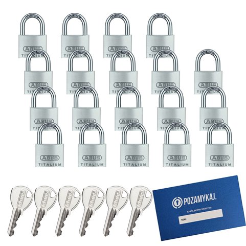 19 szt. kłódki 40 na jeden klucz ABUS TITALIUM