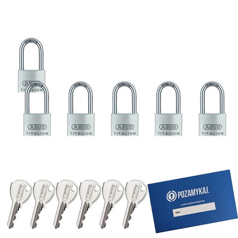 6 szt. kłódki 40 z wydłużonym pałąkiem na jeden klucz ABUS TITALIUM