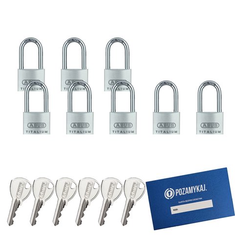 8 szt. kłódki 40 z wydłużonym pałąkiem na jeden klucz ABUS TITALIUM