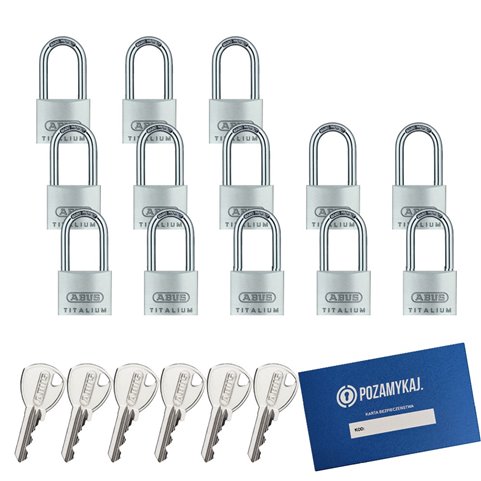 13 szt. kłódki 40 z wydłużonym pałąkiem na jeden klucz ABUS TITALIUM