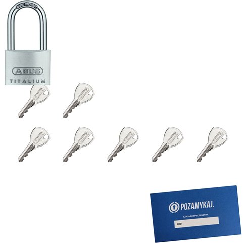 Kłódka ABUS TYTAN 40 z wydłużonym pałąkiem + 7 kluczy w zestawie