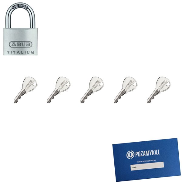 Kłódka ABUS TYTAN 40 + 5 kluczy w zestawie