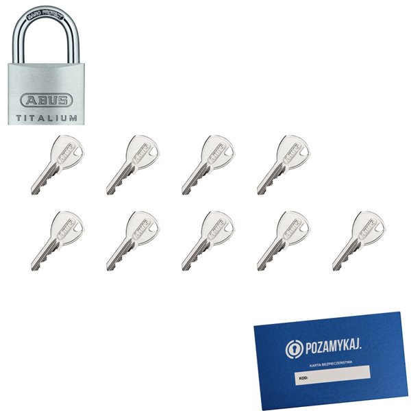 Kłódka ABUS TYTAN 40 + 9 kluczy w zestawie