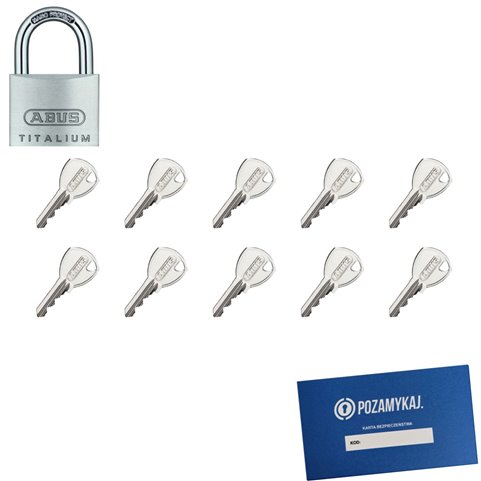 Kłódka ABUS TYTAN 40 + 10 kluczy w zestawie